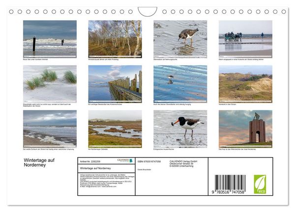 Produktbild: Wintertage auf Norderney (Wandkalender 2026 DIN A4 quer), CALVENDO Monatskalender