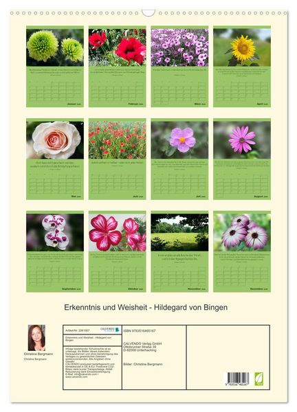 Produktbild: Erkenntnis und Weisheit - Hildegard von Bingen (Wandkalender 2026 DIN A2 hoch), CALVENDO Monatskalender