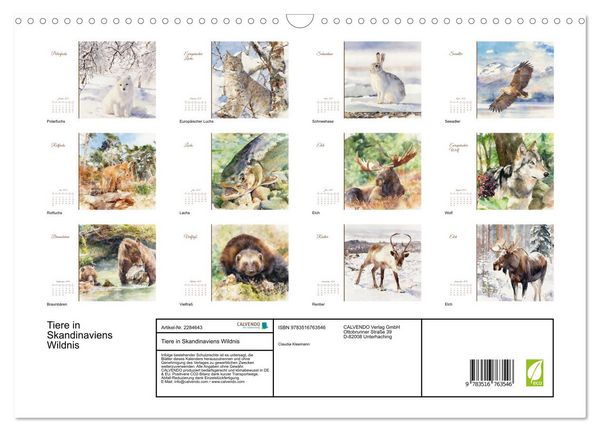 Produktbild: Tiere in Skandinaviens Wildnis (Wandkalender 2027 DIN A3 quer), CALVENDO Monatskalender