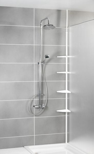 Produktbild: Teleskop Duschecke Compact Wei&szlig;, mit 4 Ablagen