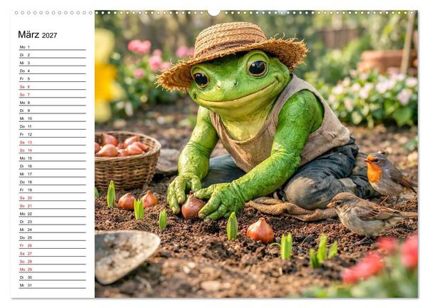 Produktbild: Frosch im Garten (Wandkalender 2027 DIN A2 quer), CALVENDO Monatskalender