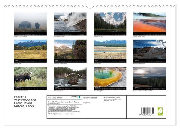 Produktbild: Beautiful Yellowstone and Grand Tetons National Parks (Wall Calendar 2027 DIN A3 landscape), CALVENDO 12 Month Wall Calendar