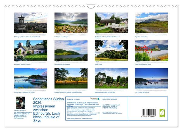 Produktbild: Schottlands S&uuml;den 2026. Impressionen zwischen Edinburgh, Loch Ness und Isle of Skye (Wandkalender 2026 DIN A3 quer), CALVENDO Monatskalender