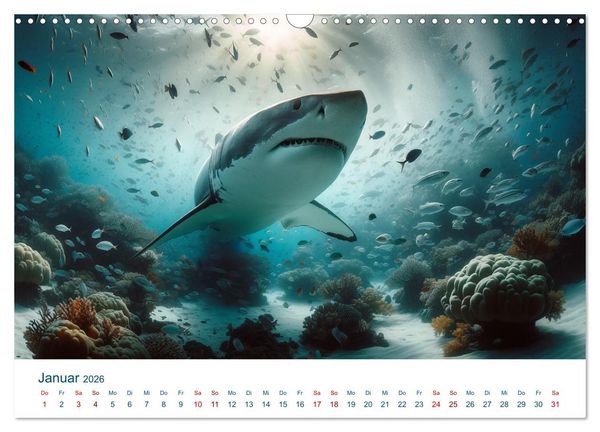 Produktbild: Wei&szlig;e Haie (Wandkalender 2026 DIN A3 quer), CALVENDO Monatskalender