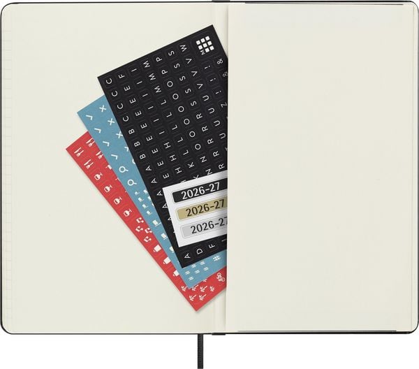 Produktbild: Moleskine 18 Monate Wochen Notizkalender 2026/2027, L/A5, 1 Wo = 1 Seite, Rechts linierte Seite, Fester Einband, Schwarz