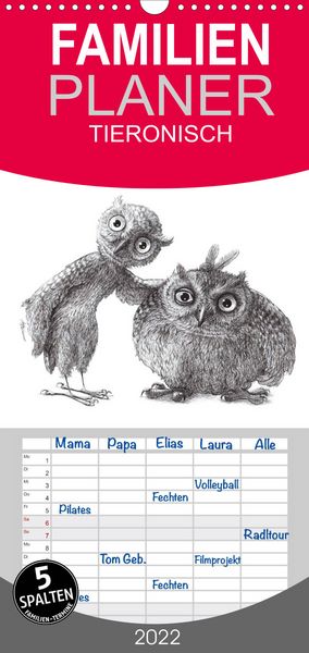 Produktbild: Familienplaner TIERONISCH (Wandkalender 2022 , 21 cm x 45 cm, hoch)