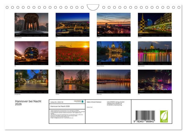 Produktbild: Hannover bei Nacht 2026 (Wandkalender 2026 DIN A4 quer), CALVENDO Monatskalender