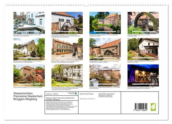Produktbild: Wasserm&uuml;hlen Panorama Niederrhein Br&uuml;ggen-Wegberg (hochwertiger Premium Wandkalender 2026 DIN A2 quer), Kunstdruck in Hochglanz