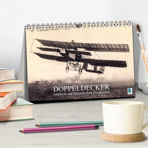 Produktbild: Doppeldecker entdeckt auf historischen Postkarten (Tischkalender 2026 DIN A5 quer), CALVENDO Monatskalender