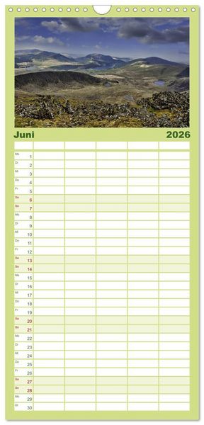 Produktbild: Familienplaner 2026 - Wales - Eine spektakul&auml;re Reise in ein bezauberndes Land. mit 5 Spalten (Wandkalender, 21 x 45 cm) CALVENDO