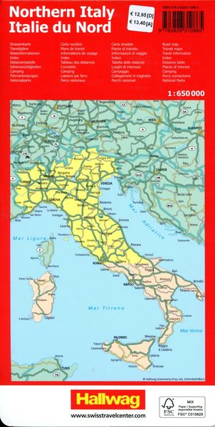 Produktbild: Hallwag Strassenkarte Italien Nord 1:650.000