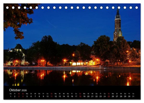 Produktbild: Landshut bei Tag und Nacht (Tischkalender 2026 DIN A5 quer), CALVENDO Monatskalender