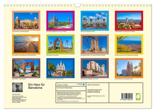 Produktbild: Ein Herz f&uuml;r Barcelona (Wandkalender 2026 DIN A3 quer), CALVENDO Monatskalender