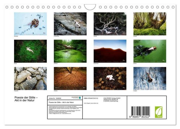 Produktbild: Poesie der Stille &ndash; Akt in der Natur (Wandkalender 2026 DIN A4 quer), CALVENDO Monatskalender