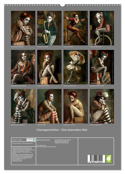 Produktbild: Clowngeschichten - Eine besondere Welt (hochwertiger Premium Wandkalender 2026 DIN A2 hoch), Kunstdruck in Hochglanz