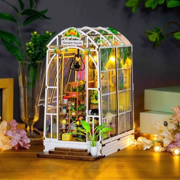 Produktbild: FiguredArt M2313 - DIY Book Nook, Garden House, Gew&auml;chshaus mit Blumen, Puzzle, 55 Teile, Miniatur-Diorama