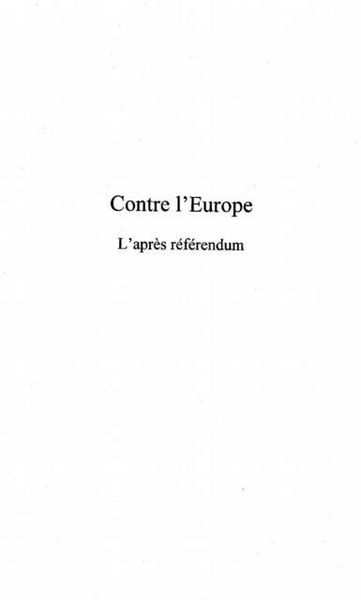 Produktbild: Contre l'europe