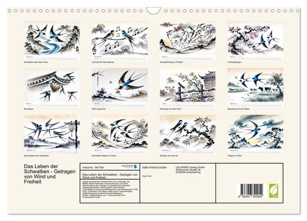 Produktbild: Das Leben der Schwalben - Getragen von Wind und Freiheit (Wandkalender 2026 DIN A3 quer), CALVENDO Monatskalender