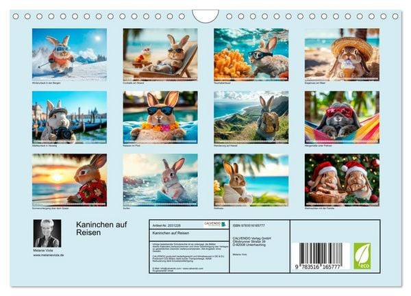 Produktbild: Kaninchen auf Reisen (Wandkalender 2026 DIN A4 quer), CALVENDO Monatskalender