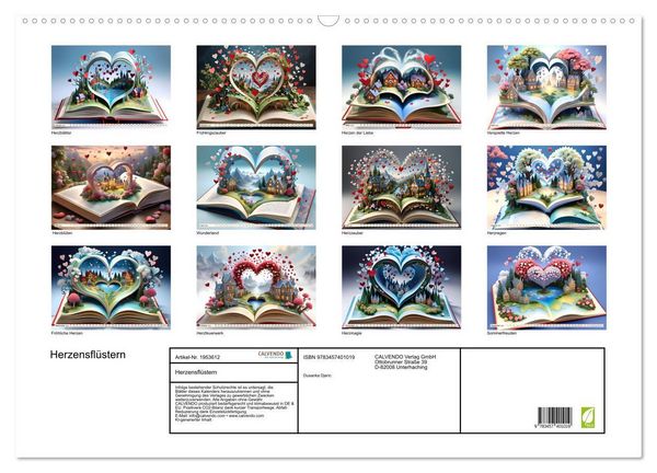 Produktbild: Herzensfl&uuml;stern (Wandkalender 2026 DIN A2 quer), CALVENDO Monatskalender