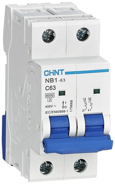 Produktbild: Chint 179668 NB1-63 2P C63 6kA DB Leitungsschutzschalter 2polig 63A 240 V, 415V