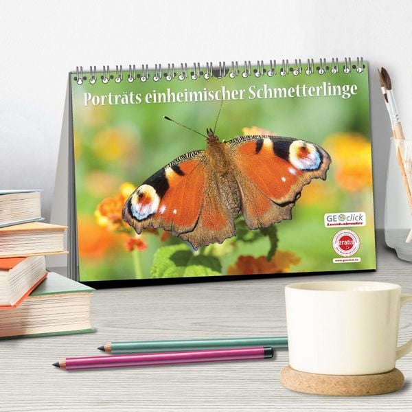 Produktbild: GEOclick Lernkalender: Portr&auml;ts einheimischer Schmetterlinge (Tischkalender 2026 DIN A5 quer), CALVENDO Monatskalender