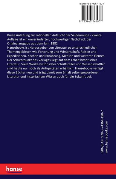 Produktbild: Kurze Anleitung zur rationellen Aufzucht der Seidenraupe