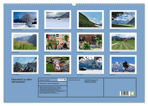 Produktbild: Oberstdorf zu allen Jahreszeiten (Wandkalender 2027 DIN A2 quer), CALVENDO Monatskalender