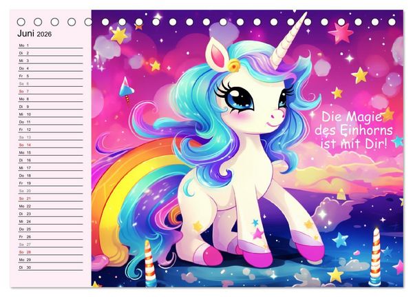 Produktbild: Unicorns! Lustige Einh&ouml;rner. Witzige Einhornspr&uuml;che und Weisheiten (Tischkalender 2026 DIN A5 quer), CALVENDO Monatskalender