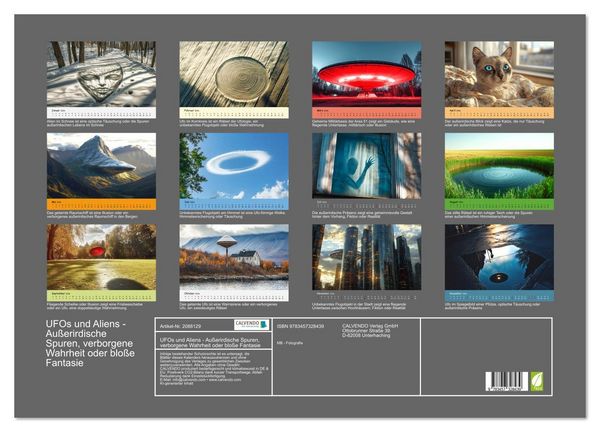 Produktbild: UFOs und Aliens - Au&szlig;erirdische Spuren, verborgene Wahrheit oder blo&szlig;e Fantasie (Wandkalender 2026 DIN A2 quer), CALVENDO Monatskalender