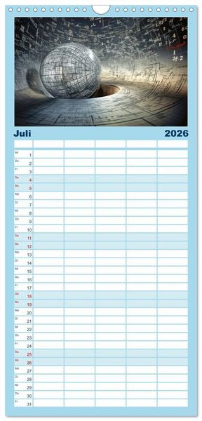 Produktbild: Familienplaner 2026 - Universum der Wissenschaften mit 5 Spalten (Wandkalender, 21 x 45 cm) CALVENDO
