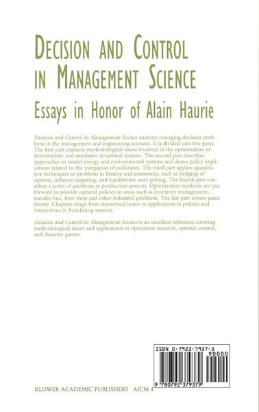 Produktbild: Decision & Control in Management Science