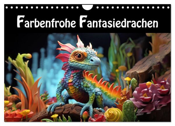 Farbenfrohe Fantasiedrachen (Wandkalender 2026 DIN A4 quer), CALVENDO Monatskalender