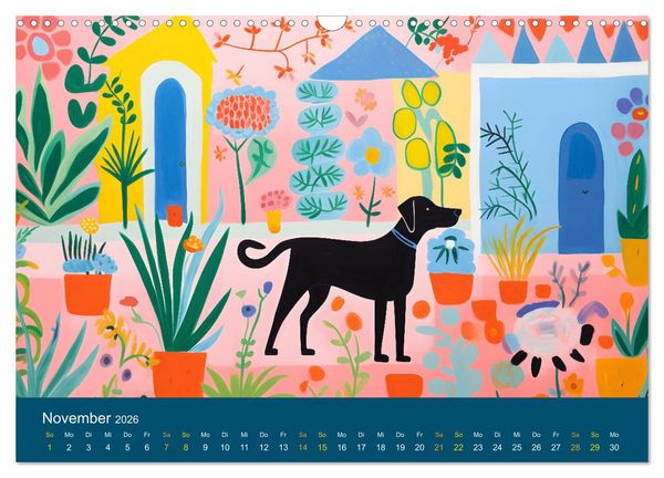 Produktbild: Hunde Kunstwerke - Hunde im Stil des Fauvismus k&uuml;nstlerisch gestaltet (Wandkalender 2026 DIN A3 quer), CALVENDO Monatskalender