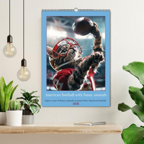 Produktbild: American football with funny animals (Wall Calendar 2026 DIN A2 portrait), CALVENDO 12 Month Wall Calendar