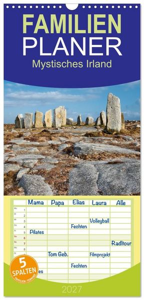 Produktbild: Familienplaner 2027 - Mystisches Irland mit 5 Spalten (Wandkalender, 21 x 45 cm) CALVENDO