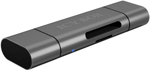 Produktbild: RAIDSONIC ICY BOX SD/MicroSD, USB 2.0 Card Reader mit USB-C & -A und OTG, anthrazit