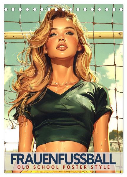 Frauenfußball - Old School Poster Style (Tischkalender 2026 DIN A5 hoch), CALVENDO Monatskalender