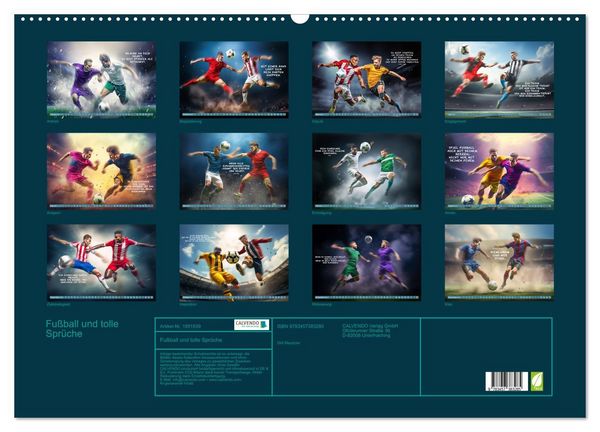 Produktbild: Fu&szlig;ball und tolle Spr&uuml;che (Wandkalender 2026 DIN A2 quer), CALVENDO Monatskalender