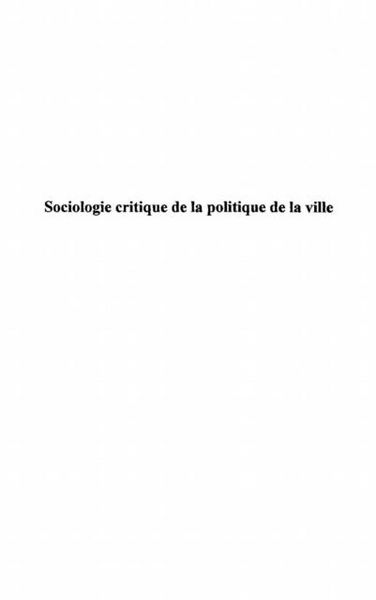 Produktbild: Sociologie critique de la politique de l