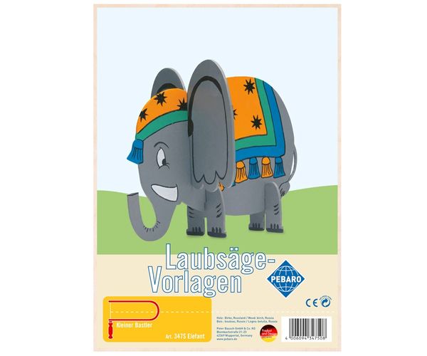 PEBARO 347S - Laubsägevorlage Elefant, 1 Platte, Größe DIN A4