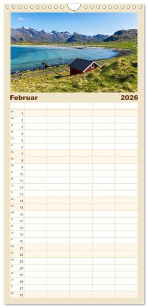 Produktbild: Familienplaner 2026 - Lofoten - Norwegische Trauminseln mit 5 Spalten (Wandkalender, 21 x 45 cm) CALVENDO