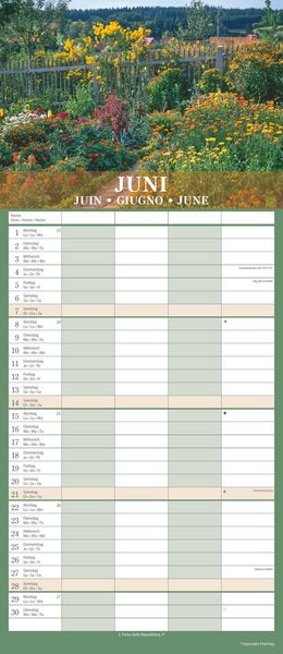 Gärten 2026 Familienplaner - Wandkalender - Familienkalender - 19,5x45
