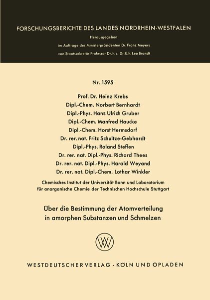 Produktbild: &Uuml;ber die Bestimmung der Atomverteilung in amorphen Substanzen und Schmelzen