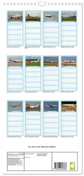 Produktbild: Familienplaner 2027 - Ein Jahr in der Welt der Luftfahrt mit 5 Spalten (Wandkalender, 21 x 45 cm) CALVENDO