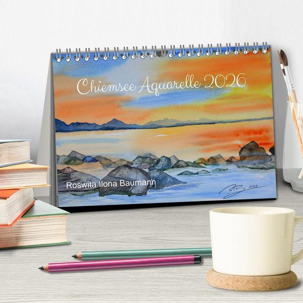 Produktbild: Chiemsee Aquarelle (Tischkalender 2026 DIN A5 quer), CALVENDO Monatskalender