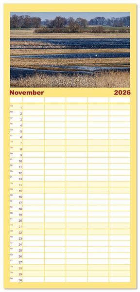 Produktbild: Familienplaner 2026 - Flusslandschaft Elbe mit 5 Spalten (Wandkalender, 21 x 45 cm) CALVENDO