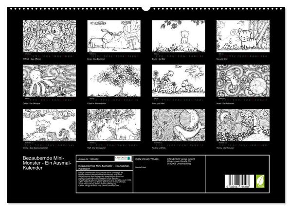 Produktbild: Bezaubernde Mini-Monster - Ein Ausmal-Kalender (hochwertiger Premium Wandkalender 2026 DIN A2 quer), Kunstdruck in Hochglanz