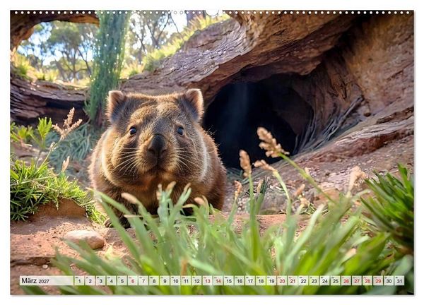 Produktbild: Niedliche Wombats - Australiens flauschige Beuteltiere zum Verlieben (Wandkalender 2027 DIN A2 quer), CALVENDO Monatskalender