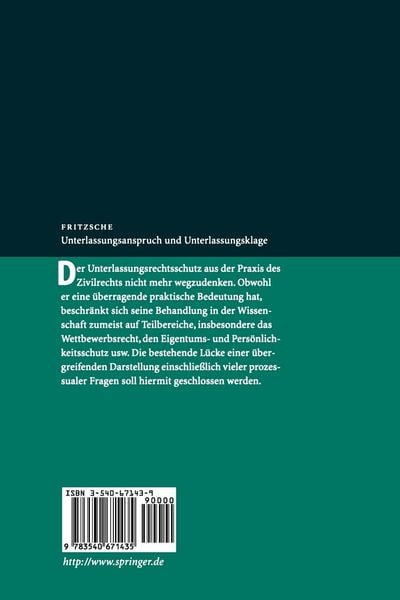 Produktbild: Unterlassungsanspruch und Unterlassungsklage